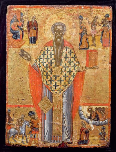 San Caralampo, icono, de Macedonia, finales del siglo XVI de Greek School