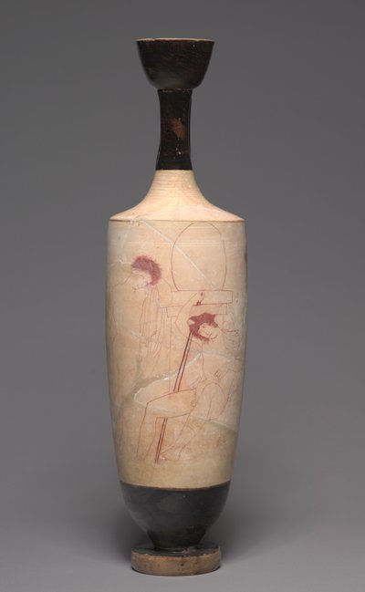 Lekythos (jarra funeraria de aceite), c.420 a.C. (terracota pintada) de Greek School