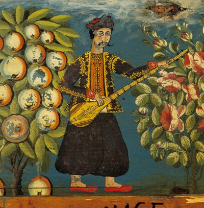 (detalle) Músico de un cofre, de Mitilene, Lesbos, siglo XVIII-XIX de Greek School