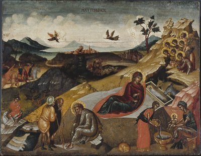La Natividad de Cristo, c. 1490 de Greek icon.