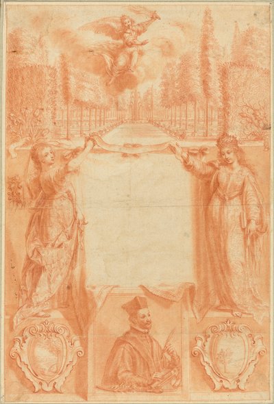Diseño para un frontispicio: Viridarium sacrae ac profanae eruditionis de Gregoire Huret