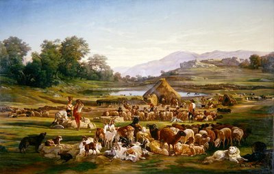 Pastores con ovejas de Gregoire Isidore Flacheron