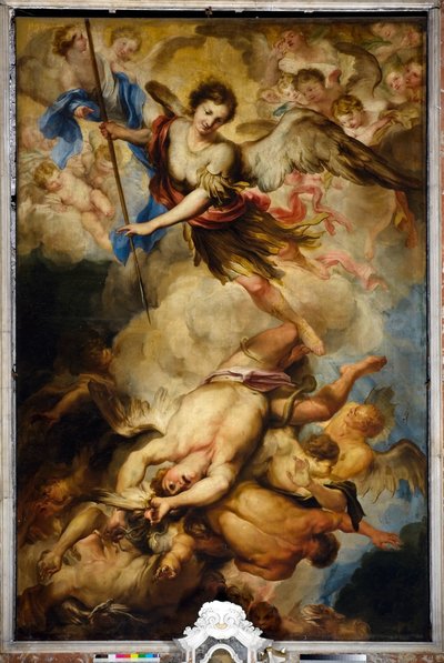 San Miguel Arcángel derrota a los ángeles rebeldes, c.1680 de Gregorio De Ferrari