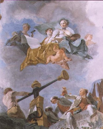Figuras alegóricas, detalle del techo de la Gran Galería, 1759-62 de Gregorio Guglielmi