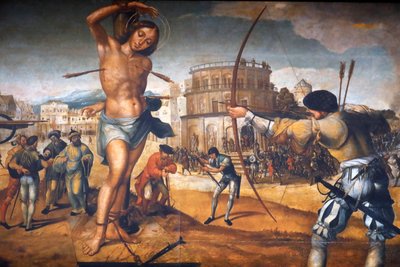 El Convento de Cristo. Martirio de San Sebastián, por el pintor portugués Gregorio Lopes. Tomar. Portugal. de Gregorio Lopez