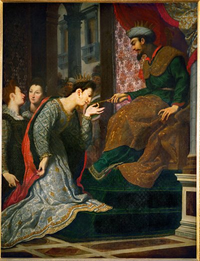 Ester ante Asuero (generalmente identificado como Jerjes I) (pintura sobre lienzo) de Gregorio Pagani
