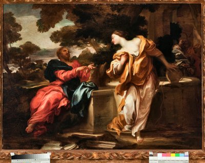 Cristo y la mujer samaritana en el pozo de Jacob. Pintura de Gregorio de Ferrari de Gregorio De Ferrari