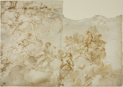 Figuras femeninas con Putti en las nubes de Gregorio de