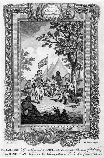 El Rey Alfredo el Grande, disfrazado de músico de Grignion