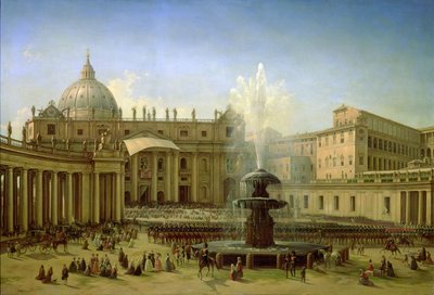 La Piazza San Pietro en Roma en el momento de una Bendición Papal, 1850 de Grigori Grigor