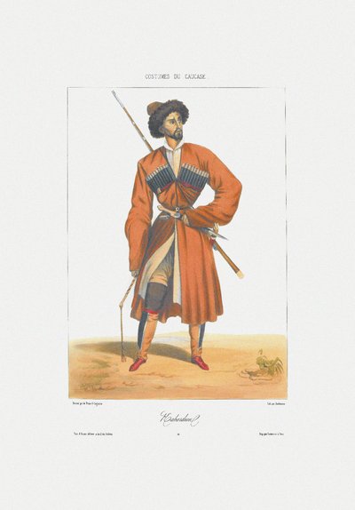 Un hombre Kabardin De: Escenas, paisajes, costumbres y trajes del Cáucaso, 1840 de Grigori Grigorevich Gagarin