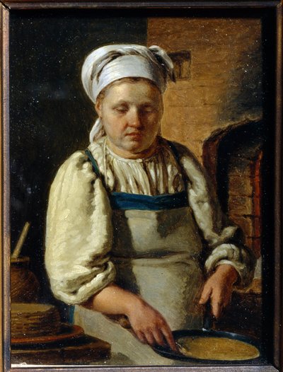 Cocinero - Peinture Grigori Karpovich Mikhaylov (1814-1867) - 1835 - Óleo sobre lienzo - 21x15,8 - Museo Estatal de Historia y Arquitectura Kremlin de Novgorod, Novgorod de Grigori Karpovich Mikhaylov