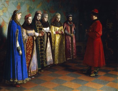 El zar Alexei Mikhailovich eligiendo una novia, 1882 de Grigori Semenovich Sedov