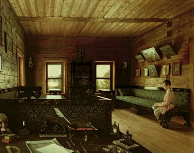 El Estudio en la Casa de Nikolai Milyukov en Ostrovky, 1844 de Grigori Vasilievich Soroka