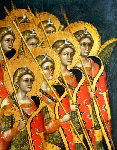Banda armada de ángeles, por Guariento (activo 1338-1367 o 1370) (detalle) de Guariento di Arpo