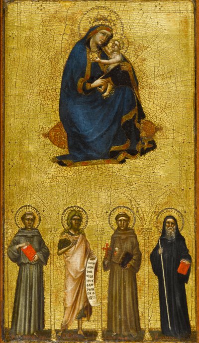Madonna y el Niño con santos, circa 1360 de Guariento di Arpo