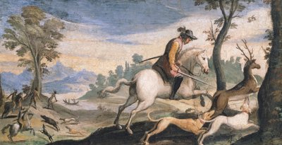 Caza de ciervos y jabalíes de Guercino