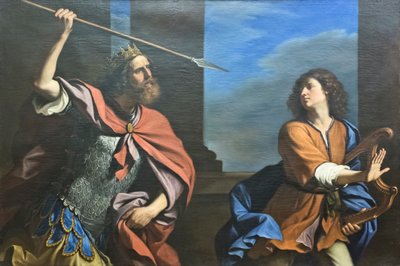 Saúl intenta matar a David con su lanza de Guercino (1591 1666)
