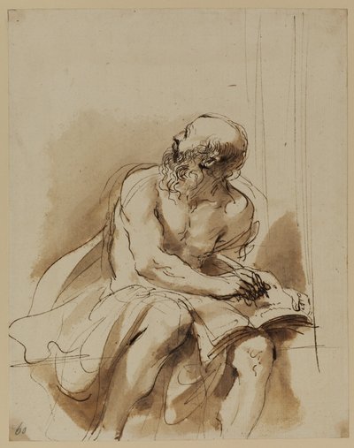 Figura sedente de San Jerónimo de Guercino (1591 1666)