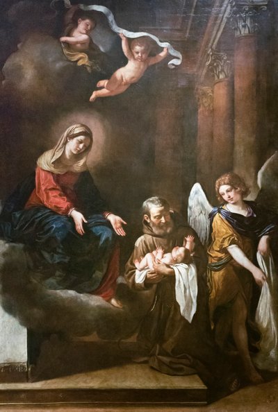 La Madonna con fra Felice da Cantalice, el niño Jesús y un ángel, Guercino de Guercino (1591 1666)