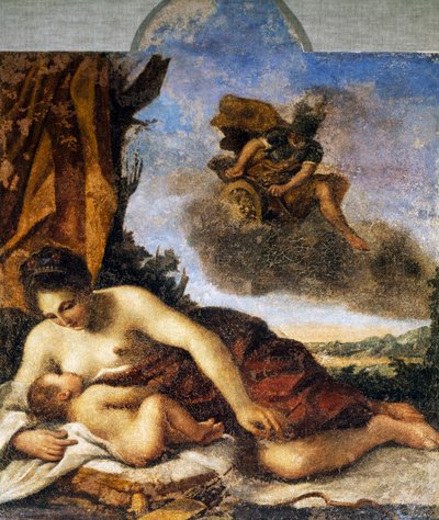 Venus amamantando a Cupido de Guercino