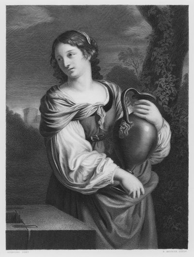 La Mujer de Samaria, del cuadro en la Colección Real (grabado) de Guercino