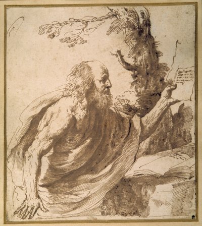 Un santo leyendo en el desierto de Guercino