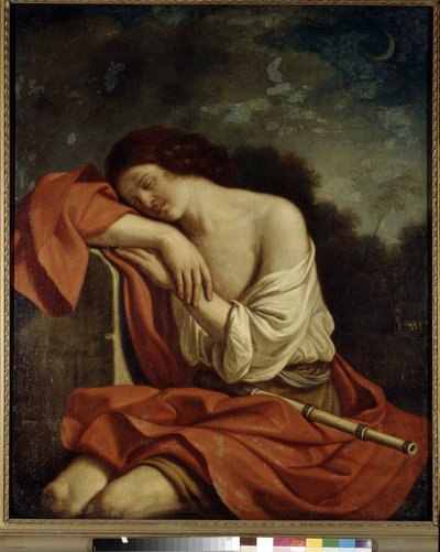 Endimión durmiente. Pintura de Giovanni Francesco Barbieri conocido como Guercino o Le Guerchin (1591-1666), óleo sobre lienzo. arte italiano de Guercino