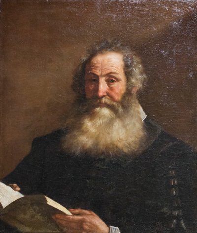 Retrato de un anciano con un libro en la mano de Guercino (1591 1666)