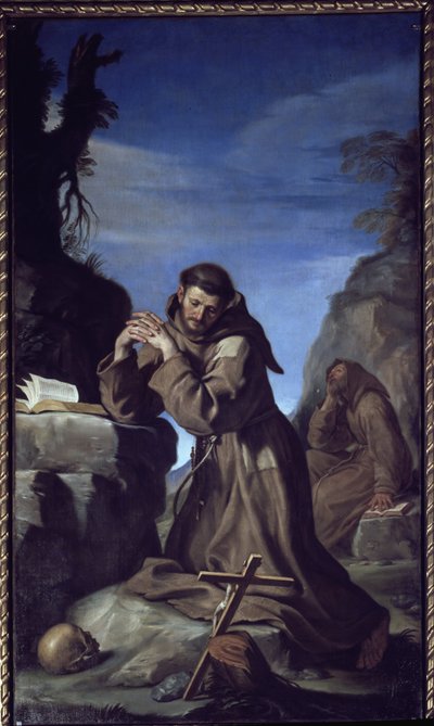 San Francisco adorando la cruz de Guercino