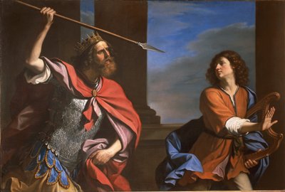 Saúl atacando a David de Guercino