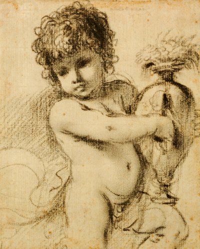 Un putto con un jarrón de Guercino