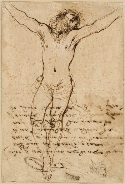 Cristo en la Cruz: Estudio para la Crucifixión con Santos de Guercino