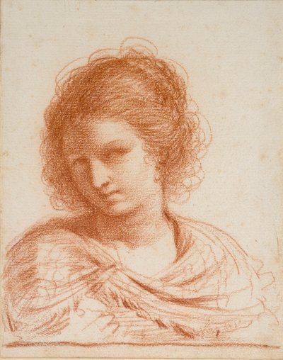 Cabeza de una joven, 1550-1666 de Guercino