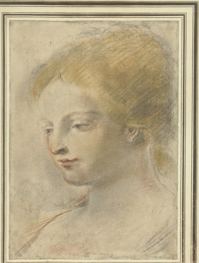 Cabeza de una mujer joven, con la mirada baja de Guercino