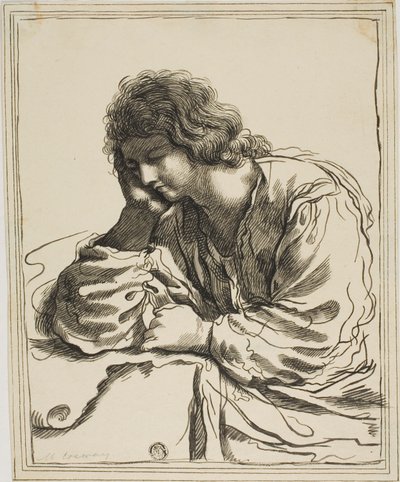 San Juan Evangelista en meditación de Guercino