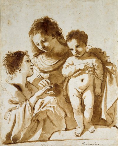 El matrimonio místico de Santa Catalina, 1618-1619 de Guercino