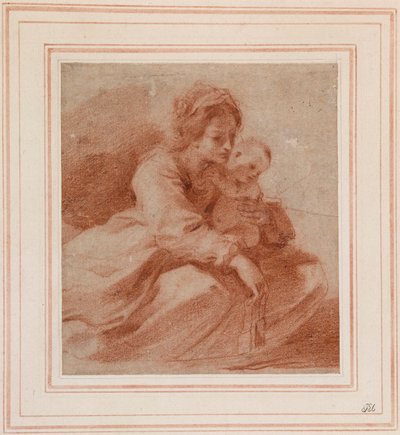 Die Jungfrau und das Kind (für die Madonna del Carmine, die einem Karmeliter ein Skapulier überreicht, in der Pinacoteca Civica von Cento, ca. 1615) de Guercino