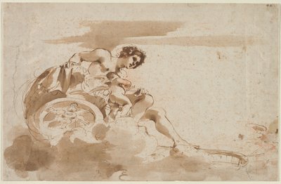 Venus y Cupido en un carro de Guercino