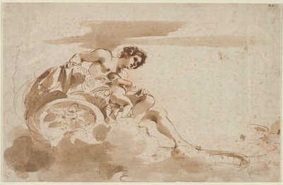 Venus y Cupido en un carro, 1615-1617 de Guercino