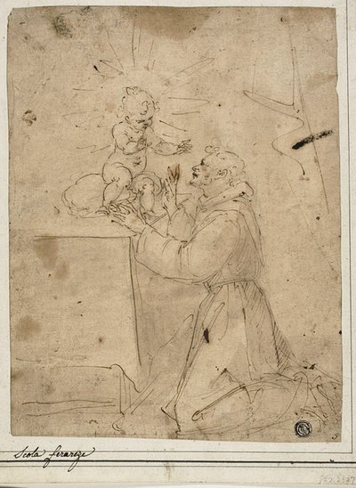San Antonio de Padua adorando al Niño Jesús de Guglielmo Caccia