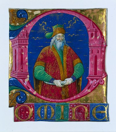 Inicial D[omine] de un Libro Coral: Rey Salomón, c. 1470-1480 de Guglielmo Giraldi del Magri [or del