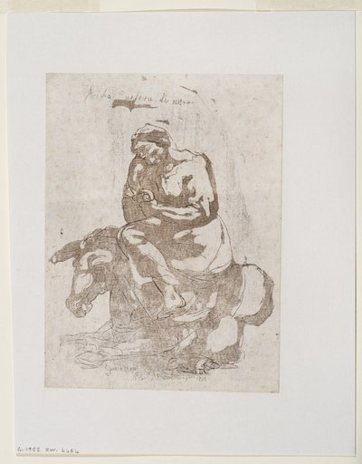 Acidia vestita di nero - Pereza sentada en un asno, c.1793 (impreso en aguafuerte y aguatinta) de Guido (after) Reni