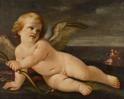 Cupido con su arco, c.1595-1642 (óleo sobre lienzo) de Guido (follower of) Reni