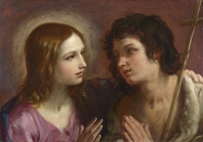 Cristo abrazando a San Juan Bautista, c. 1640 de Guido Reni