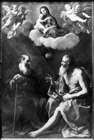 Los ermitaños Pablo y Antonio en el desierto de Guido Reni