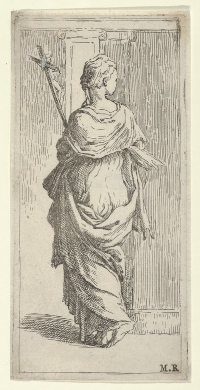 Chica llevando un crucifijo y avanzando hacia un pilar, vista desde atrás, ca. 1590-1600 de Guido Reni