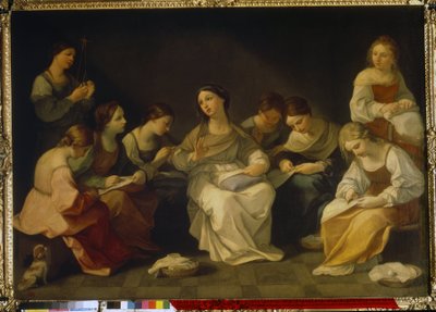 La Educación de la Virgen. (La Educación de la Virgen). Pintura de Guido Reni (1575-1642), óleo sobre lienzo de Guido Reni