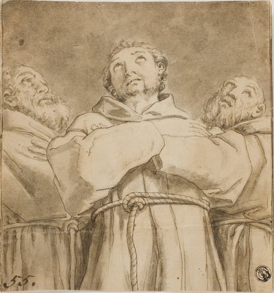 San Francisco de Asís, con dos monjes de su orden de Guido Reni