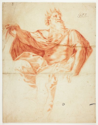 Estudio para el Rey David, con arpa y libro de salmos de Guido Reni